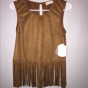 NWT- Brown Suede Shirt w/ Fringe